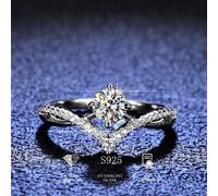 Shein 1 pieza Anillo de compromiso de moissanita, Anillo de compromiso de plata de ley 925, Anillo eterno, Anillo de aniversario, Regalo de joyería de lujo