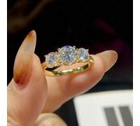Shein 1 pieza Anillo de compromiso de moissanita de 3 piedras con peso total de 1ct, color D, de plata de ley 925, diseño minimalista y romántico, anillo de