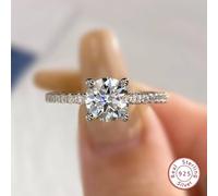 Shein 1 Pieza Anillo De Compromiso De Promesa Eterna De Plata De Ley 925 Con Diamante De Imitación De Moissanite De 1ct, Elegante Y Brillante, Regalo De Joy
