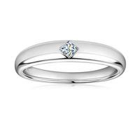 Shein 1 pieza Anillo de compromiso simple y clásico para mujer de plata de ley 925 con corte de princesa moissanita de 2.5x2.5mm, montura bisel, joyería de