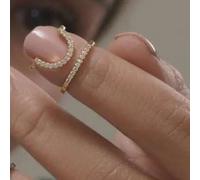 Shein 1 pieza Anillo de dedo de mujer con decoración de armadura y rhinestones en forma ovalada de aleación, estilo occidental