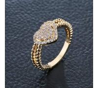 Shein 1 pieza Anillo de joyería de cobre con decoración de corazón de circonita cúbica, regalo para San Valentín, mamá, madre, Día de la Madre