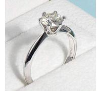 Shein 1 pieza Anillo de Moissanita de 1ct/2ct/3ct para mujer, color D, VVS1, corte excelente de 6.5mm/8mm/9mm redondo, montura de seis garras de plata de le