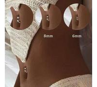 Shein 1 pieza Anillo de ombligo de plata de ley S925, incrustado con circonita cúbica, anillo de botón plateado, joyería de ombligo delicada