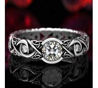 Shein 1 pieza Anillo "Ojo de la Tormenta" de plata de ley S925 con nudo celta y circonita blanca, joyería para mujer, adecuado para decoración diaria, decor