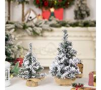 Shein 1 pieza Árbol de Navidad artificial mini, adorno de escritorio con spray de nieve falsa de plástico, sin necesidad de electricidad ni bombillas, adecu