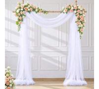 Shein 1 pieza Arco de boda blanco de tela, tamaño 75cm/160cm X 600cm/800cm, telón de fondo transparente, adecuado para ceremonia de boda, fiesta, decoración