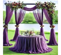 Shein 1 pieza Arco de boda de tela transparente de color púrpura oscuro - Decoración romántica de gasa de gran tamaño, adecuado para ceremonias, recepciones