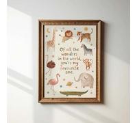 Shein 1 pieza Arte de pared en lienzo, Decoración de habitación infantil enmarcada, Obra de arte con tema de vida silvestre, Decoración de pared con cita "E