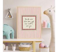 Shein 1 pieza Arte de pared en lienzo enmarcado, adecuado para guardería, impreso con "Querido, nunca sabes cuánto te amo". Esquema de colores rosa y verde