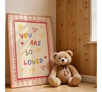 Shein 1 pieza Arte de pared en lienzo, pintura decorativa enmarcada para habitación infantil, "Eres profundamente amado", decoración para habitación de niña
