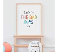 Shein 1 pieza Arte de pared enmarcado en lienzo para decoración de guardería de bebé, estilo bohemio, afirmación positiva: No dejes que un mal día gane, dec