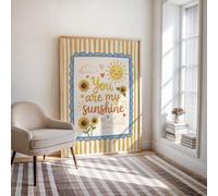 Shein 1 pieza Arte de pared enmarcado para habitación de bebé, póster de lienzo impermeable, "Eres mi sol", girasol, patrón de sol sonriente y nube, adecuad