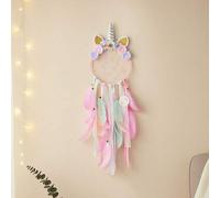 Shein 1 pieza Atrapasueños con diseño de unicornio, plumas y flor para colgar en la pared, decoración para el hogar, dormitorio, habitación infantil, decora