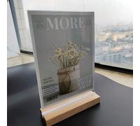 Shein 1 pieza Atril de mesa transparente de acrílico con base de madera | Tamaño A4, A5 o A6, soporte de exhibición PMMA para menús, listas de precios, seña