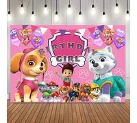 Shein 1 pieza Autorizada Fondo de fiesta de cumpleaños de Patrulla Canina de dibujos animados en color rosa (210cm*150cm/150cm*100cm/100cm*75cm) Globo Bande