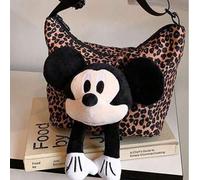 Shein 1 pieza (Autorizado por Disney) Bolso bandolera de Mickey con estampado de leopardo, bolso de mano de gran capacidad de moda para otoño e invierno 202