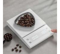Shein 1 pieza Balanza digital para café blanca con temporizador, balanza de precisión de 3kg/0,1g para espresso con pantalla LCD, recargable por USB y opera