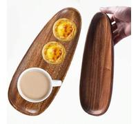 Shein 1 pieza Bandeja con forma de semilla de melón de madera de nogal, bandeja de servir de madera apta para frutos secos, aperitivos, pasteles, platos occ