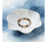 Shein 1 pieza Bandeja de joyería, plato colector con forma de flor de cerámica, organizador de escritorio, soporte de llaves y joyas. Hecho de cerámica coci