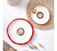 Shein 1 pieza Bandeja decorativa de sobremesa con forma de hongo rojo con lunares blancos, hecha de resina y pintada a mano, para decoración del hogar, como