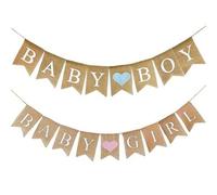 Shein 1 pieza Bandera para Niño y Niña - Banderas de Arpillera Amarilla Pre-Ensambladas, Adecuadas para Baby Shower y Revelación de Género, con Patrón de Co