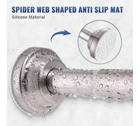 Shein 1 pieza Barra de cortina de acero inoxidable con tensión súper larga sin necesidad de perforación, diámetro de 2,5 cm, barra de cortina negra/plateada