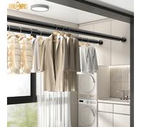 Shein 1 pieza Barra de cortina multifuncional y reforzada de acero inoxidable, barra telescópica sin taladro, adecuada para balcón, baño, sala de estar, dor