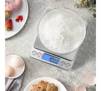 Shein 1 pieza Báscula de cocina de acero inoxidable de 3kg-0.1g, báscula electrónica multifuncional, de alta precisión 0.01g, adecuada para cocinar y hornea