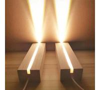 Shein 1 pieza Base iluminada 3D gruesa, Luz nocturna de madera sólida rectangular con LED, Base luminosa de acrílico, cristal y resina de vidrio, Base de lá