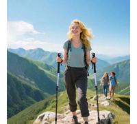 Shein 1 pieza Bastón de trekking de fibra de carbono ultra rígido, bastón de senderismo telescópico súper ligero para montañismo al aire libre