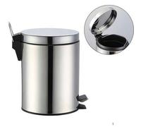 Shein 1 pieza Basurero grande redondo de metal de 3L/5L con tapa, pequeño cubo de basura de acero inoxidable con cubo interior extraíble, pedal adecuado par
