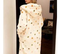 Shein 1 pieza Bata de baño de felpa de coral 2025 para mujer, bata de baño larga con capucha de felpa suave, conjunto de pijama de felpa de coral, ropa de d