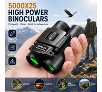 Shein 1 pieza Binoculares portátiles para adultos modelo 5000x25, binoculares compactos, prisma óptico BAK4, adecuados para observación de aves, caza al air