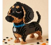 Shein 1 pieza Bloque de construcción de dibujos animados Serie de perros (Salchicha, Perro León, Schnauzer, Corgi, Husky, Perro de Caza) Rompecabezas 3D, Re