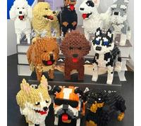 Shein 1 pieza Bloque de construcción de mascota de perro de dibujos animados (Teddy / Schnauzer / Doberman / Husky / Bulldog Francés / Chow Chow / Dachshund