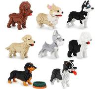 Shein 1 pieza Bloque de construcción de mascota perro de dibujos animados (Dachshund/Husky/Schnauzer/Chow Chow/Bulldog/Caniche/Labrador Retriever Dorado/Dob