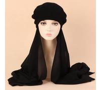 Shein 1 pieza Boina de chifón con chal de unicolor, pañuelo ligero para la cabeza, turbante, sombrero de pintor para mujeres, gorro, gorro para dormir