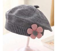 Shein 1 pieza Boina para bebé de 0 a 3 años, sombrero tejido lindo para niños y niñas, sombrero de unicolor con estampado floral de moda para primavera e in