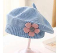 Shein 1 pieza Boina para bebé de 0 a 3 años, sombrero tejido lindo para niños y niñas, sombrero de unicolor con estampado floral de moda para primavera e in