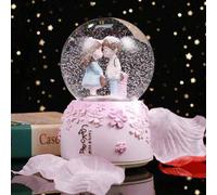 Shein 1 pieza Bola de cristal musical romántica para pareja, caja de música con diseño de copo de nieve, regalo para el Día de San Valentín, regalo creativo