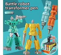 Shein 1 pieza Bolígrafo transformable en robot, artículos de papelería creativos 2 en 1 que escriben y se transforman, juguete transformable DIY, regalo par