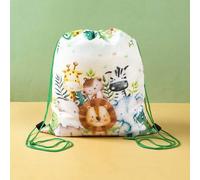 Shein 1 pieza Bolsa con cordón con diseño de animales de la jungla, mochila, bolsa con cordón, mochila pequeña para exteriores de primavera, bolsa de regalo