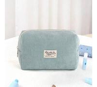 Shein 1 pieza Bolsa de almacenamiento de cosméticos y herramientas de maquillaje de gran capacidad con diseño minimalista de pana, con el lema "El amor hace