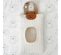 Shein 1 pieza Bolsa de almacenamiento de pañuelos con diseño de oso de dibujos animados blanco y lindo, estuche para toallitas húmedas de coche, organizador