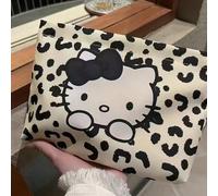Shein 1 pieza Bolsa de artículos de tocador de Hello Kitty de Sanrio, bolsa de maquillaje, estilo bohemio, para viajes, vacaciones, playa, verano, bolsa par