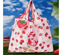 Shein 1 pieza Bolsa de compras plegable reutilizable con figura de dibujos animados y estampado de fresa RPET, ideas de regalo, verano/primavera, vacaciones