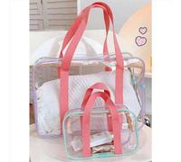 Shein 1 pieza Bolsa de gelatina transparente de gran capacidad, Bolsa de playa de PVC, Bolsa de almacenamiento transparente para natación, Estilo deportivo