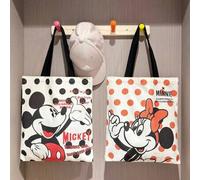 Shein 1 Pieza, Bolsa de lona con diseño de colaboración de dibujos animados anime Disney, Cute Mickey Mouse Minnie Mouse, Bolsa de gran capacidad de almacen