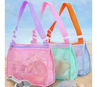 Shein 1 pieza Bolsa de malla para la playa para niños, 20cm X 24cm Bolsa de almacenamiento de conchas de playa, Accesorios de natación para niños y niñas, A
